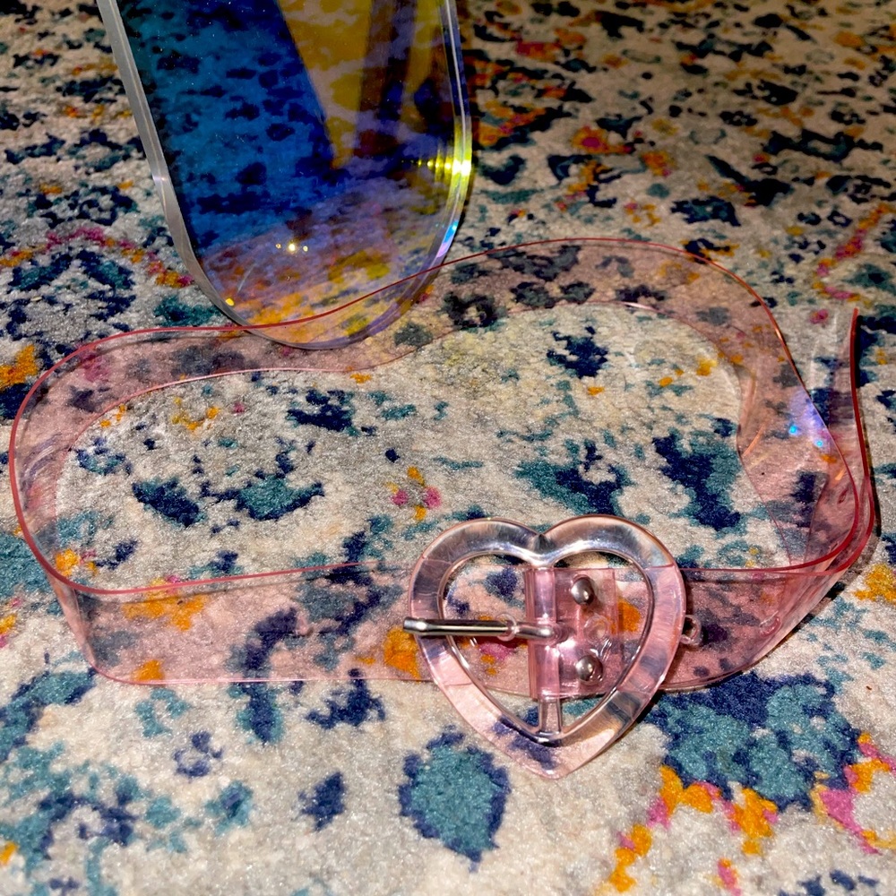 🎁Pink Clear Heart Buckle Belt SHEIN Plastic